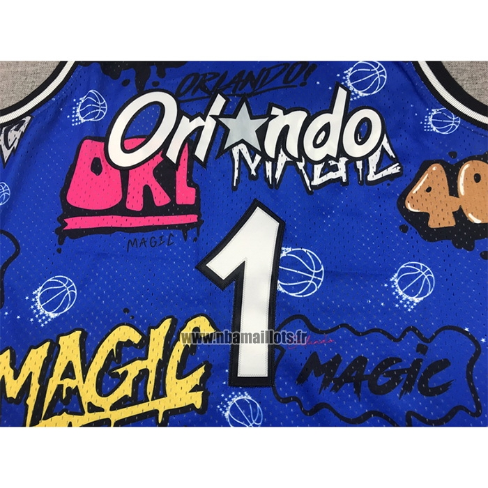 Maillot Orlando Magic Penny Hardaway NO 1 Slap Sticker Mitchell & Ness 1994-95 Bleu